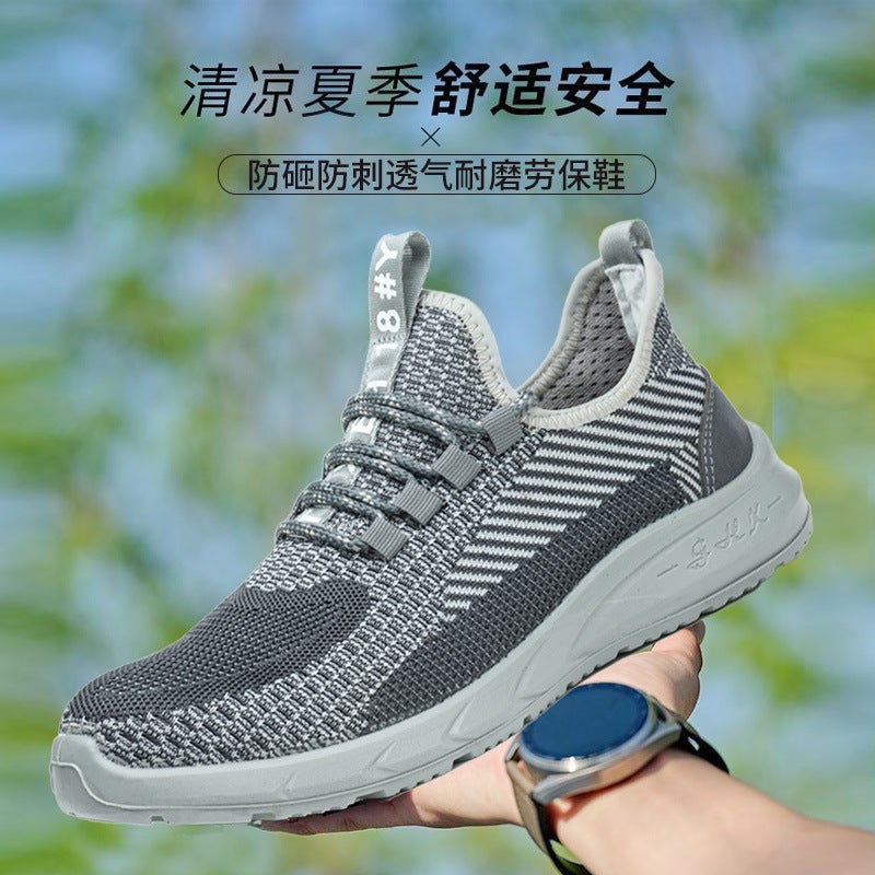 Labor Protection Shoes Men'S Anti-Smashing Anti-Piercing Steel Toe Lightweight Anti-Slip Wear-Resistant Safety Site Fly-Woven Work Shoes - Image 3